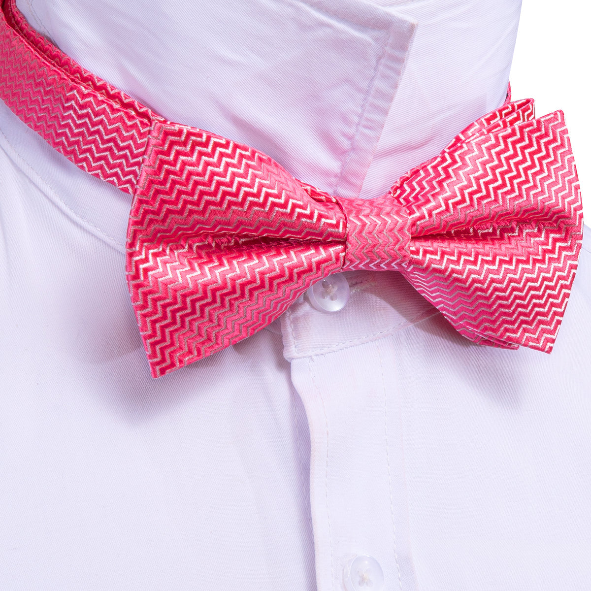 Pink Shock Curve Bow Tie Set - GentCrest - View 3