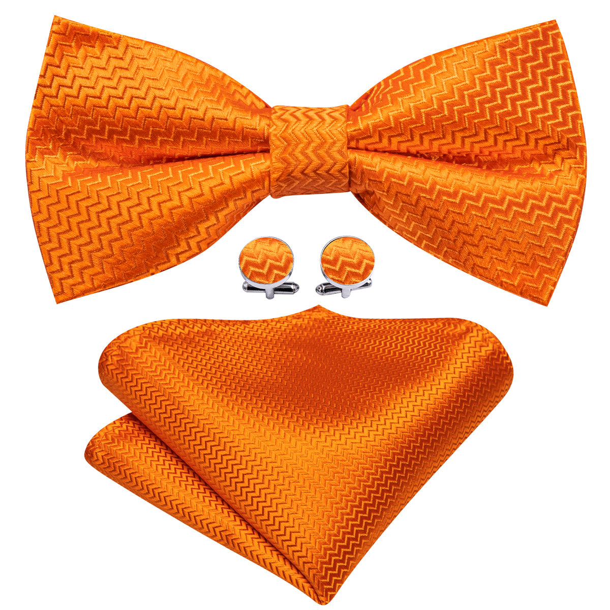 Orange Curve Bow Tie Set - GentCrest