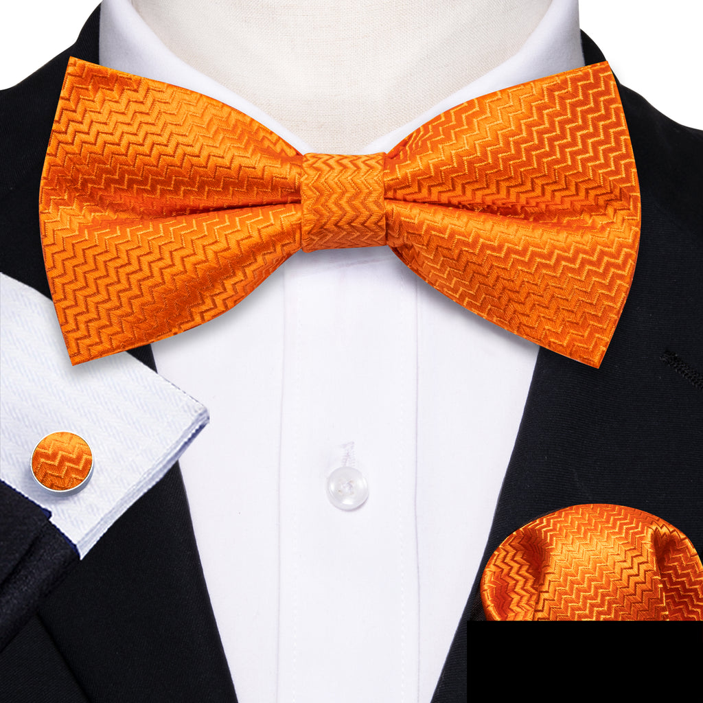 Orange Curve Bow Tie Set - GentCrest - View 2