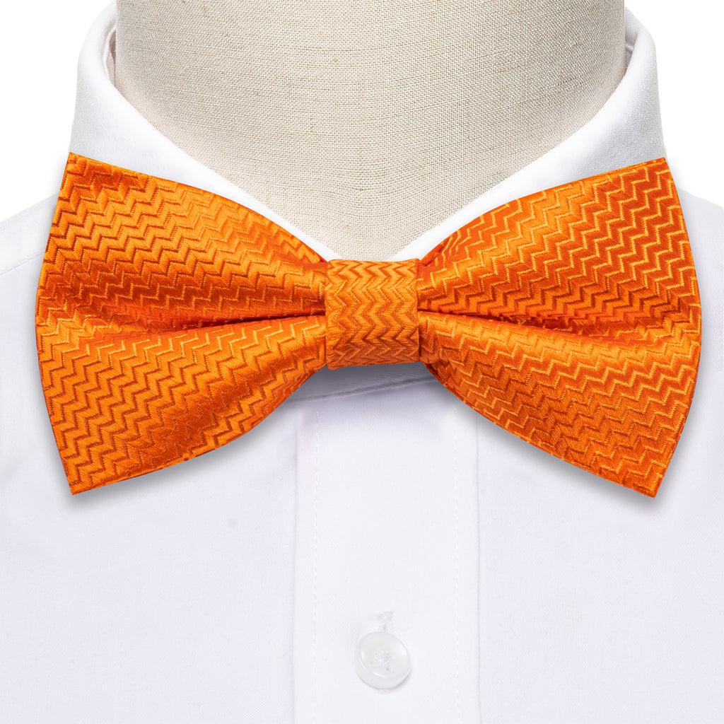 Orange Curve Bow Tie Set - GentCrest - View 5