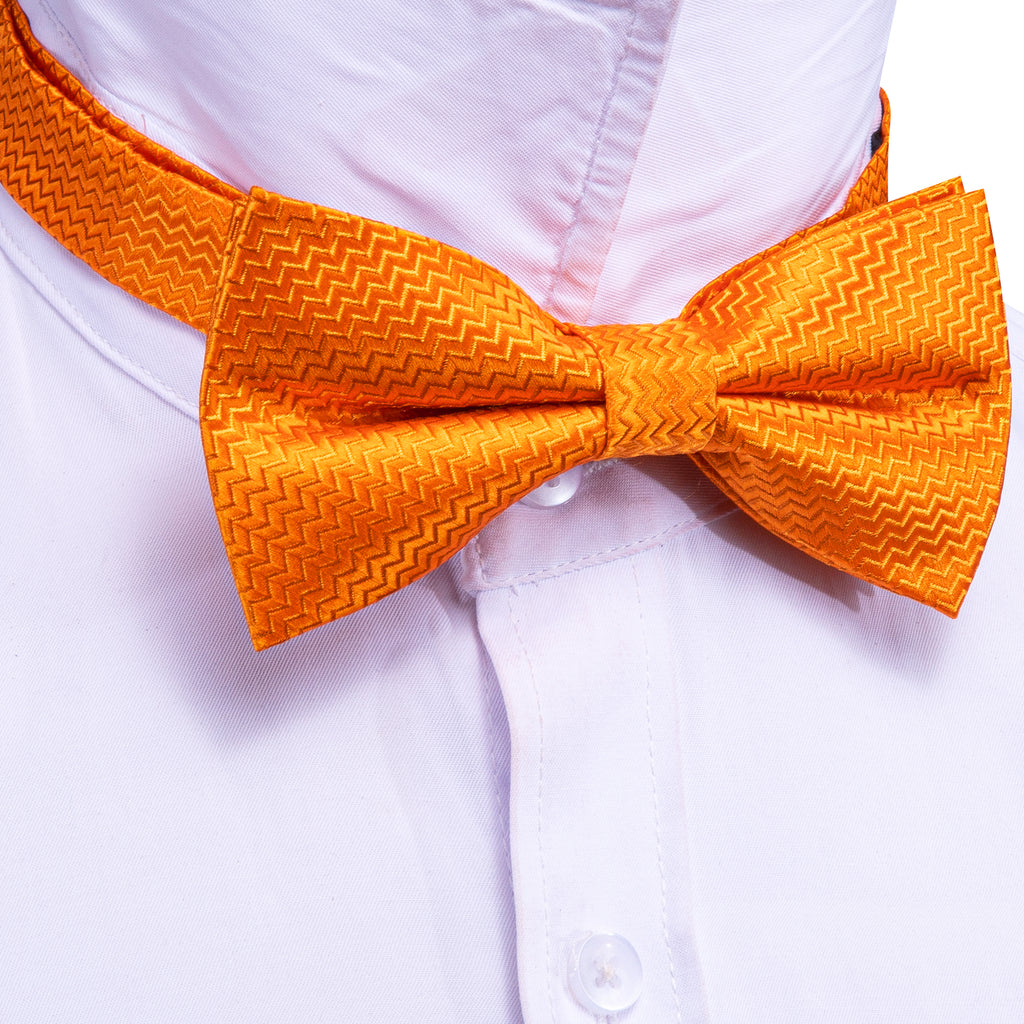 Orange Curve Bow Tie Set - GentCrest - View 4