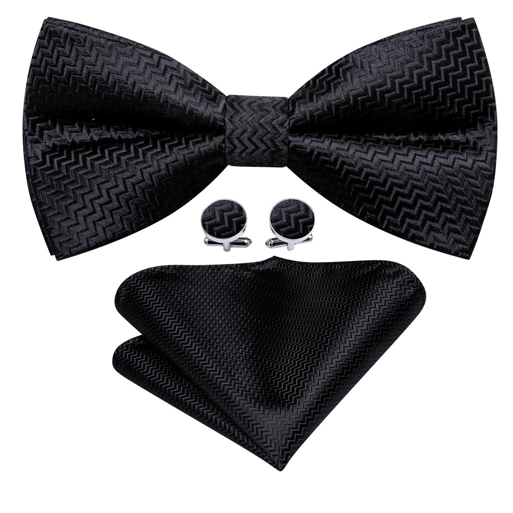 GentCrest Black Textured Bowtie Set - Image 2