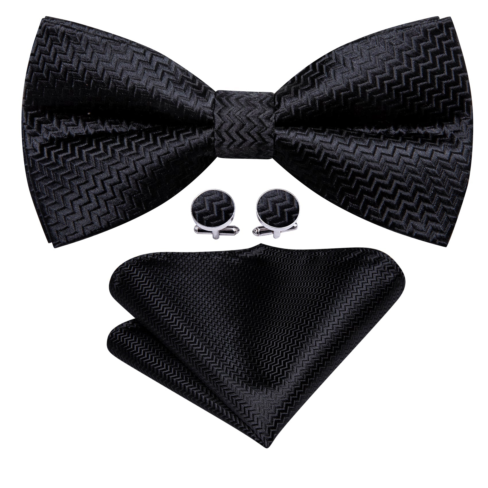GentCrest Black Textured Bowtie Set - Image 2