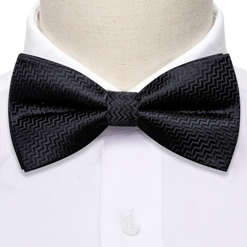 Black Curve Bow Tie Set - GentCrest