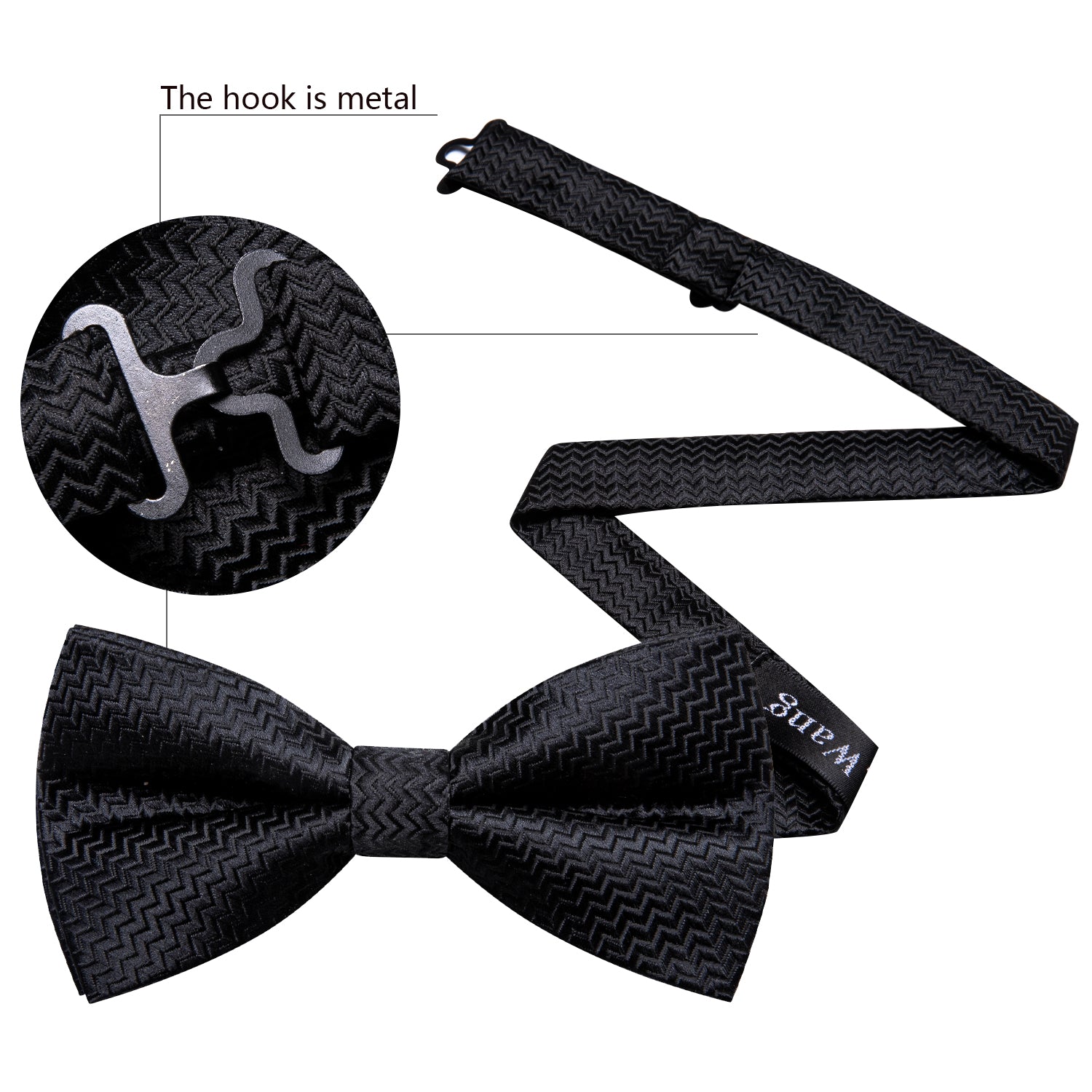 GentCrest Black Textured Bowtie Set - Image 5
