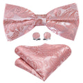 Pink Paisley Bow Tie Set - GentCrest