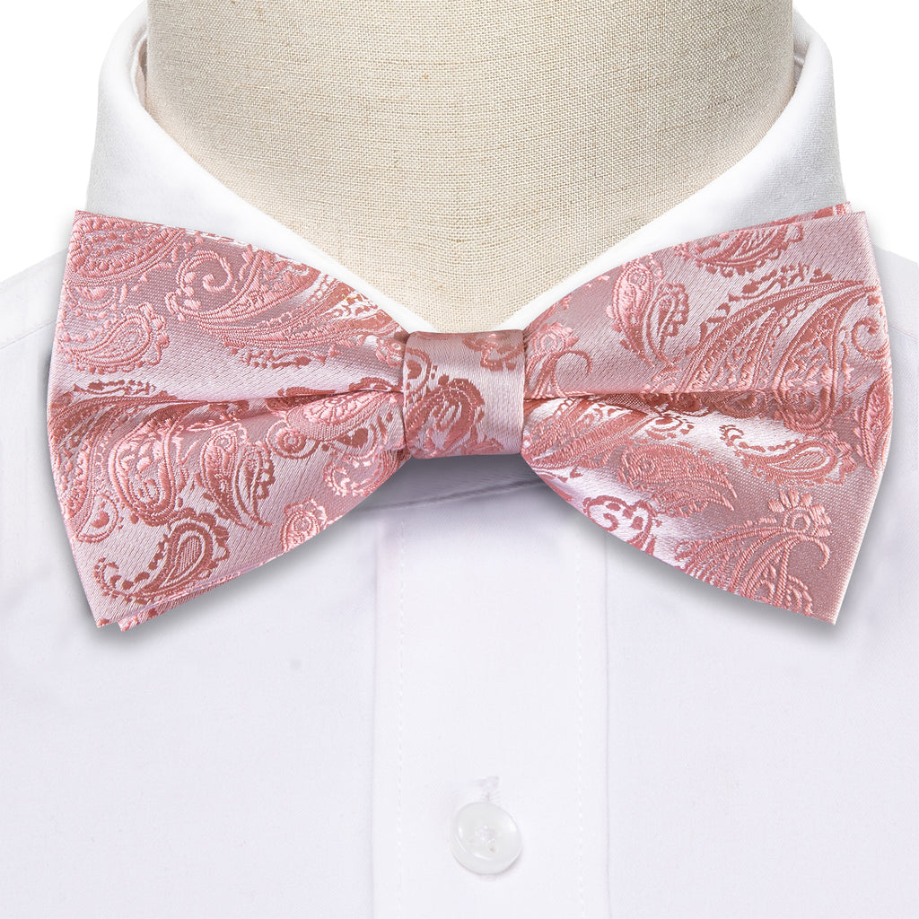 Pink Paisley Bow Tie Set - GentCrest - View 4