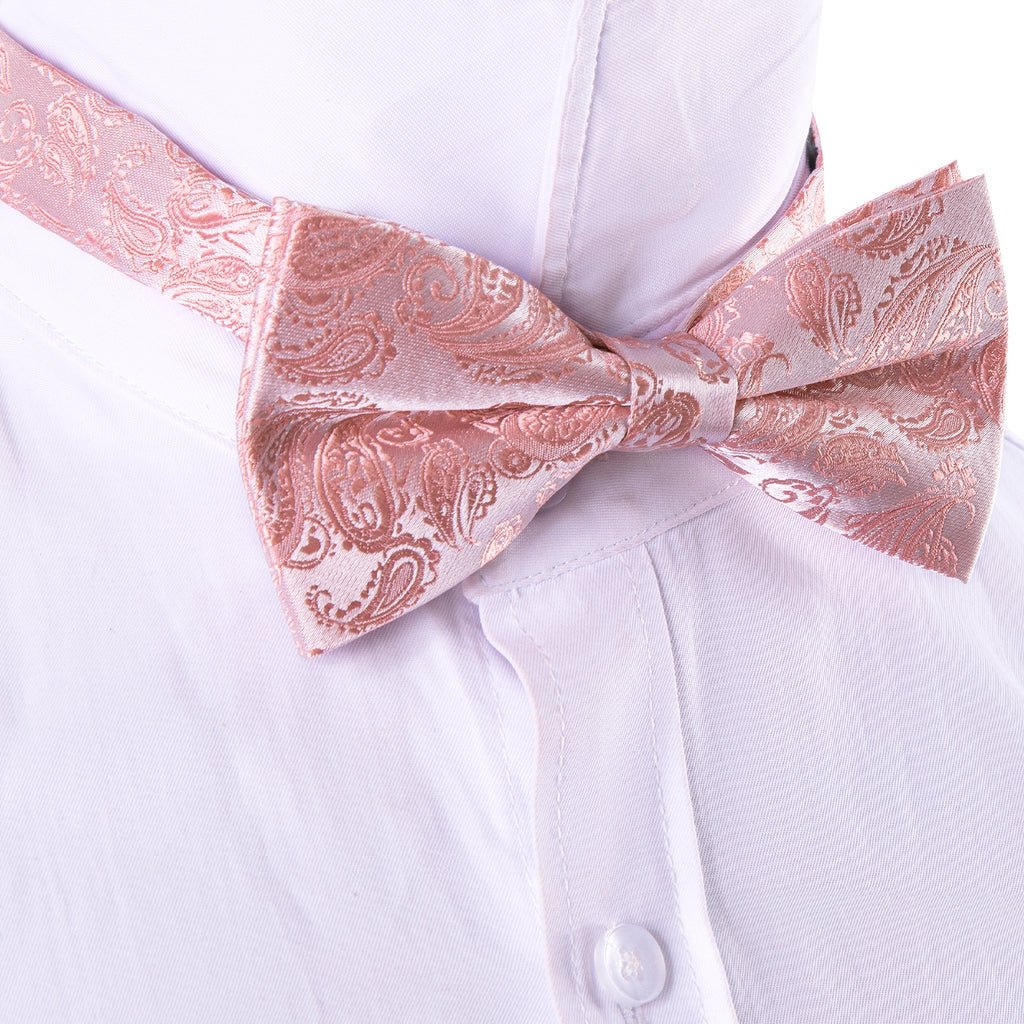 Pink Paisley Bow Tie Set - GentCrest - View 2