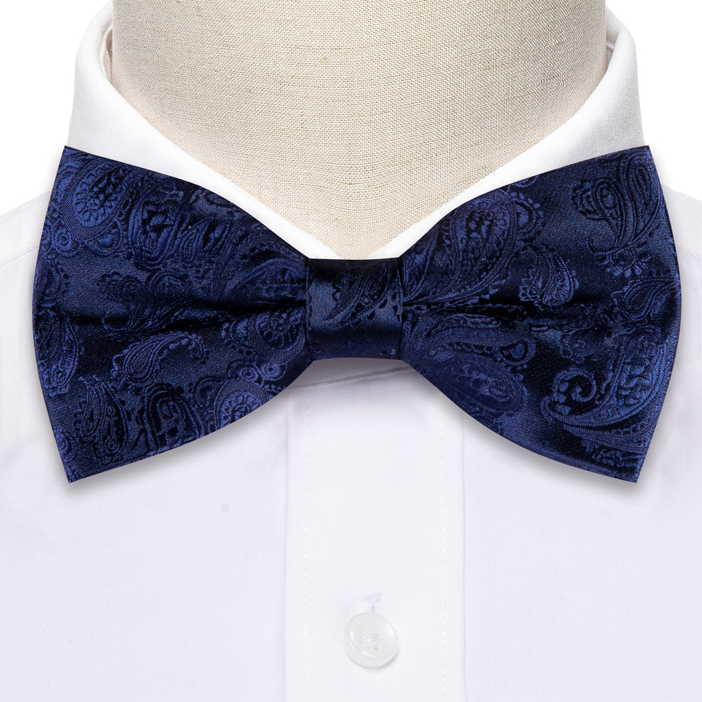 Salvia Blue Paisley Bow Tie Set - GentCrest - View 4