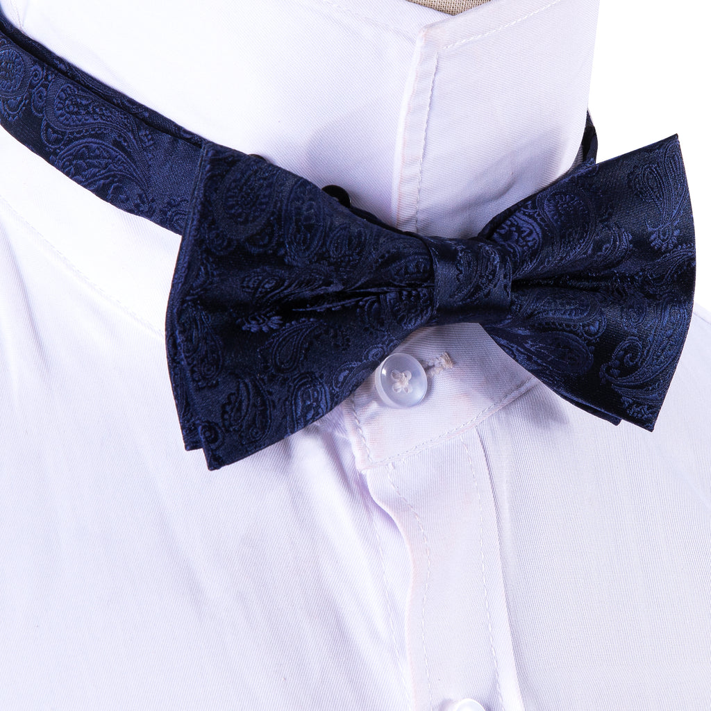 Salvia Blue Paisley Bow Tie Set - GentCrest - View 2