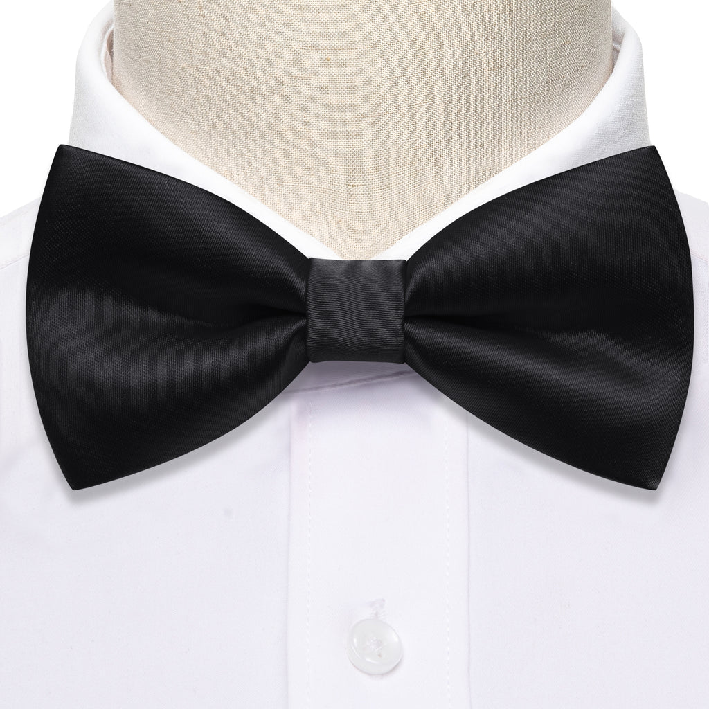 Black Solid Bow Tie Set - GentCrest - View 6