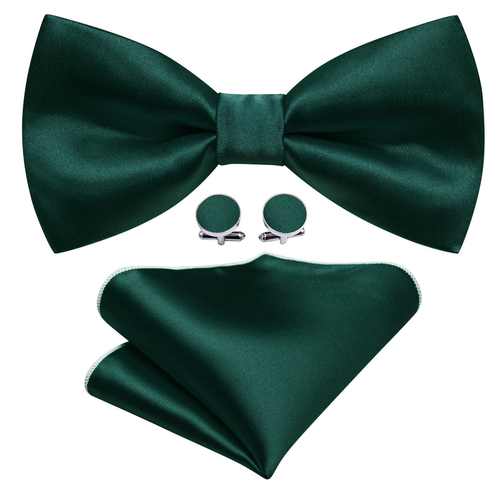 Green Solid Bow Tie Set - GentCrest