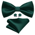 Green Solid Bow Tie Set - GentCrest