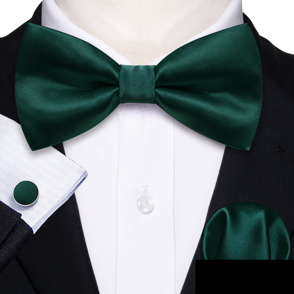 Green Solid Bow Tie Set - GentCrest - View 2