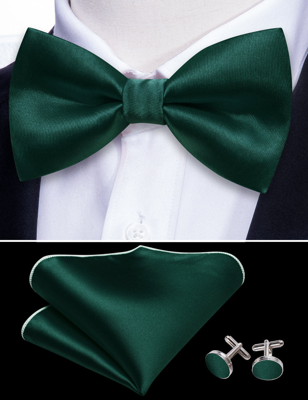 GentCrest Green Solid Bowtie Set - Image 6
