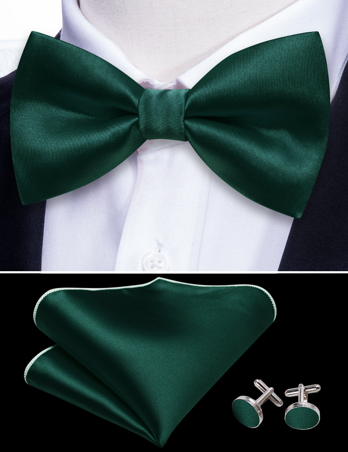 GentCrest Green Solid Bowtie Set - Image 6