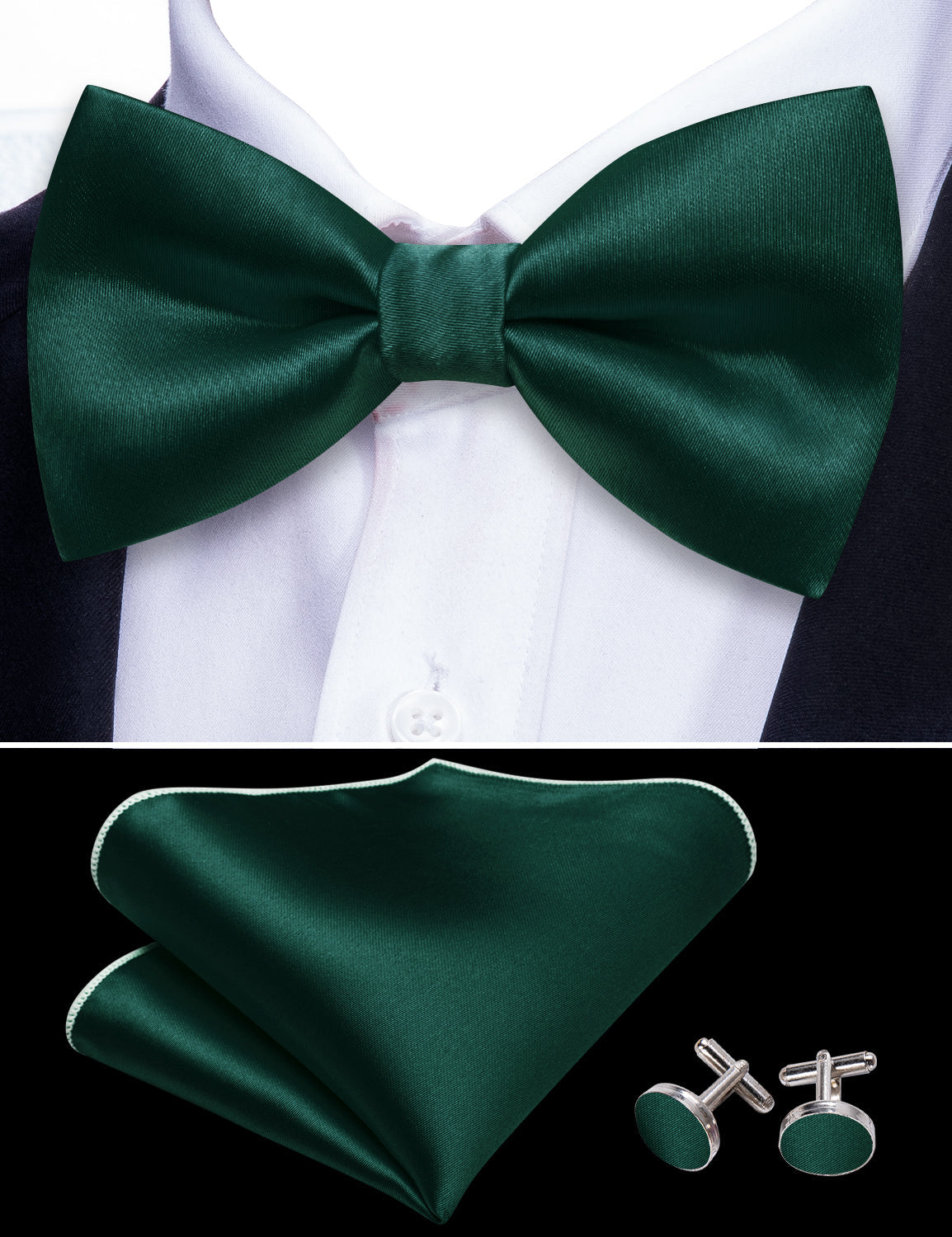 GentCrest Green Solid Bowtie Set - Image 7