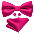 Rose Red Solid Bow Tie Set - GentCrest