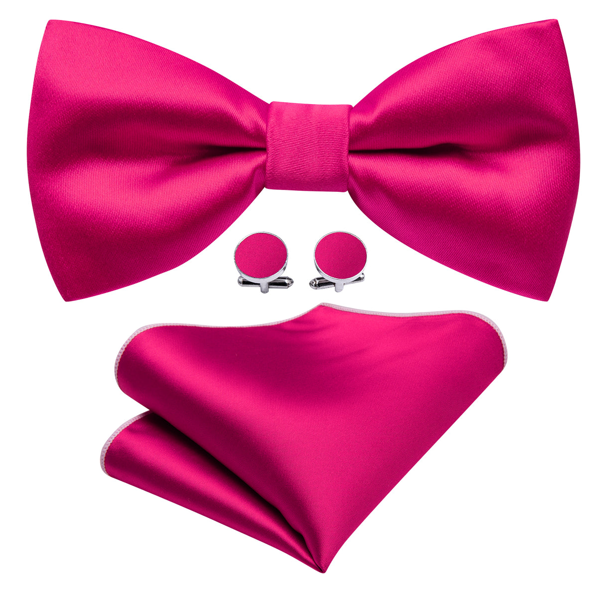 Rose Red Solid Bow Tie Set - GentCrest