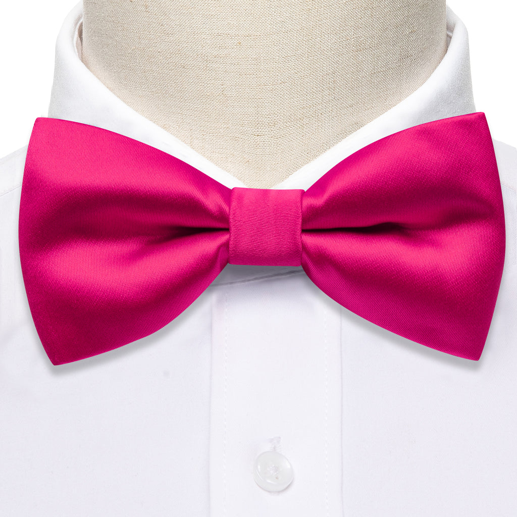 Rose Red Solid Bow Tie Set - GentCrest - View 5