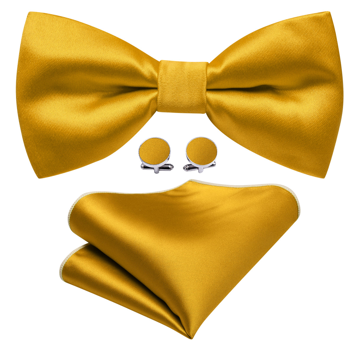 Stopped production _Golden Solid Bow Tie Set - GentCrest - View 3