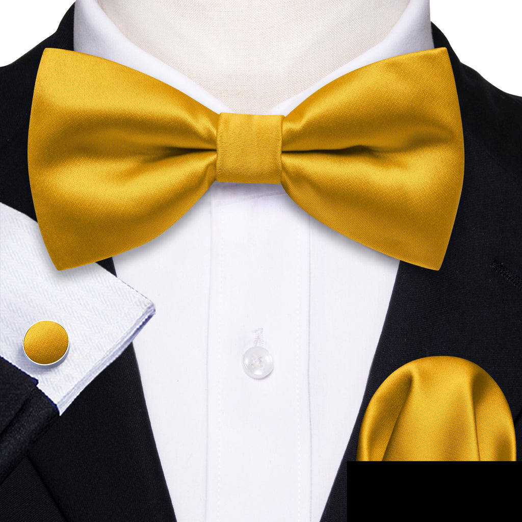 Stopped production _Golden Solid Bow Tie Set - GentCrest