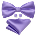 Purple Solid Bow Tie Set - GentCrest