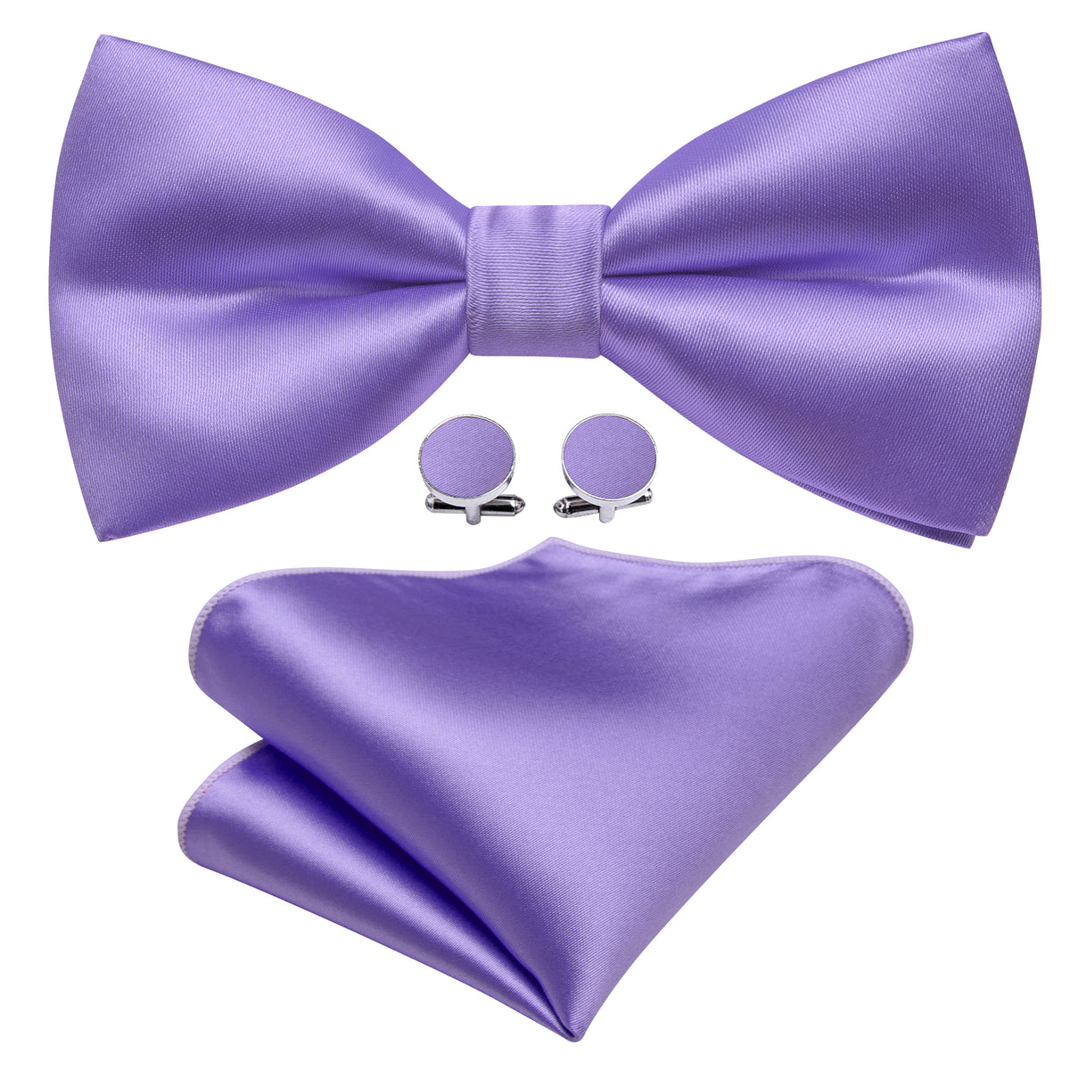 Purple Solid Bow Tie Set - GentCrest