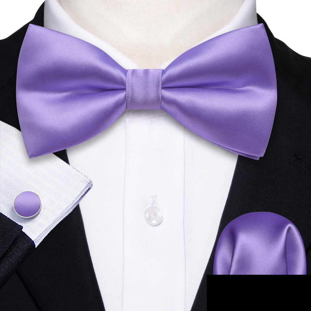 Purple Solid Bow Tie Set - GentCrest - View 2