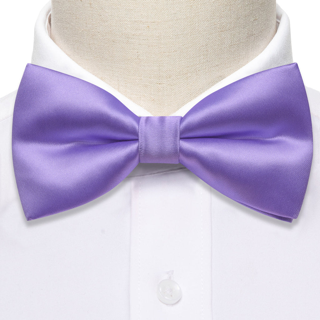 Purple Solid Bow Tie Set - GentCrest - View 6