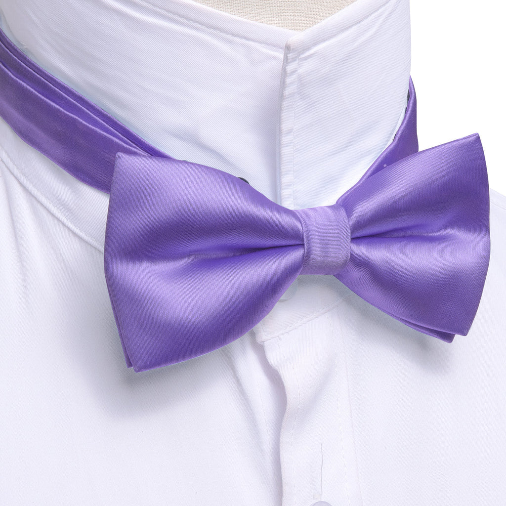 Purple Solid Bow Tie Set - GentCrest - View 5