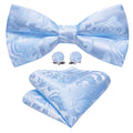 Blue Paisley Bow Tie Set - GentCrest