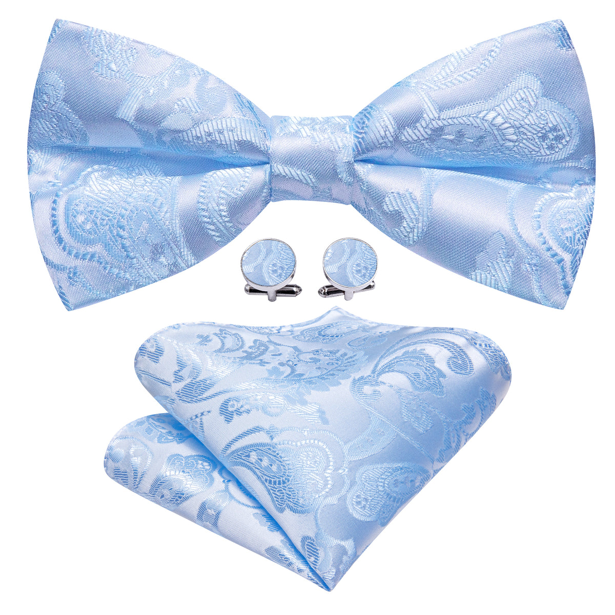 Blue Paisley Bow Tie Set - GentCrest