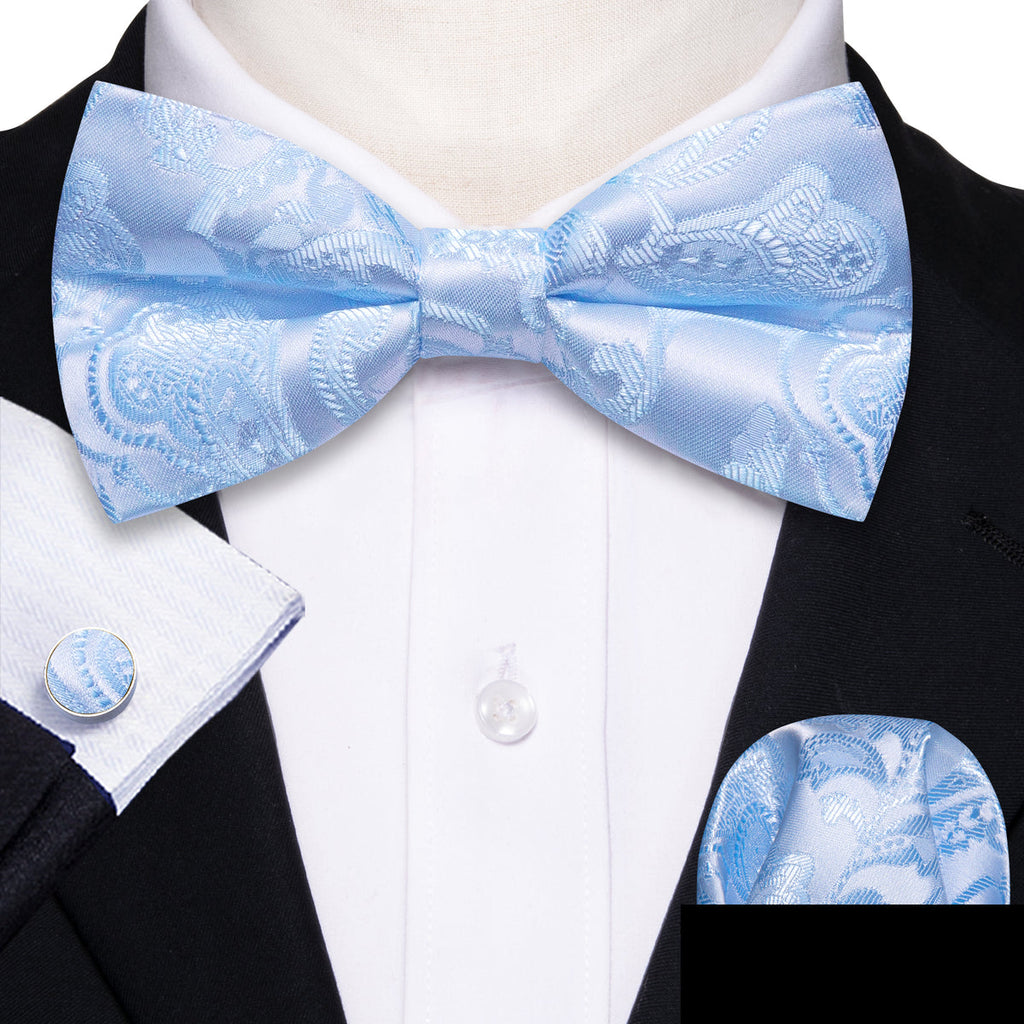 Blue Paisley Bow Tie Set - GentCrest - View 2