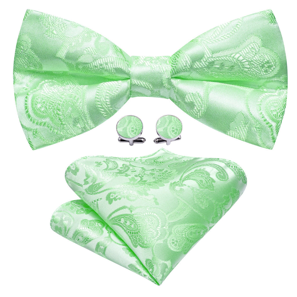 Turquoise Green Paisley Bow Tie Set - GentCrest