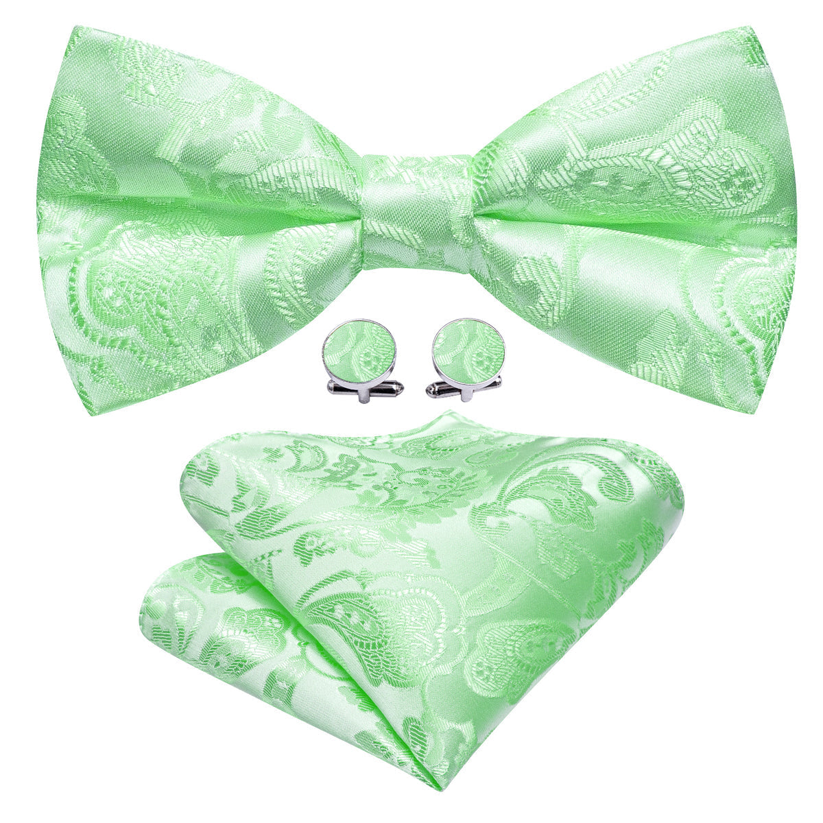 Turquoise Green Paisley Bow Tie Set - GentCrest