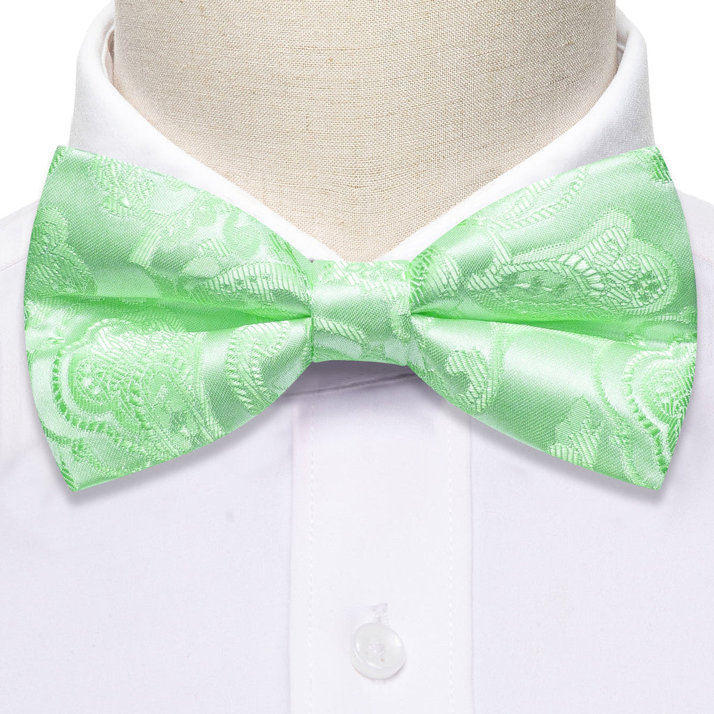 Turquoise Green Paisley Bow Tie Set - GentCrest - View 6