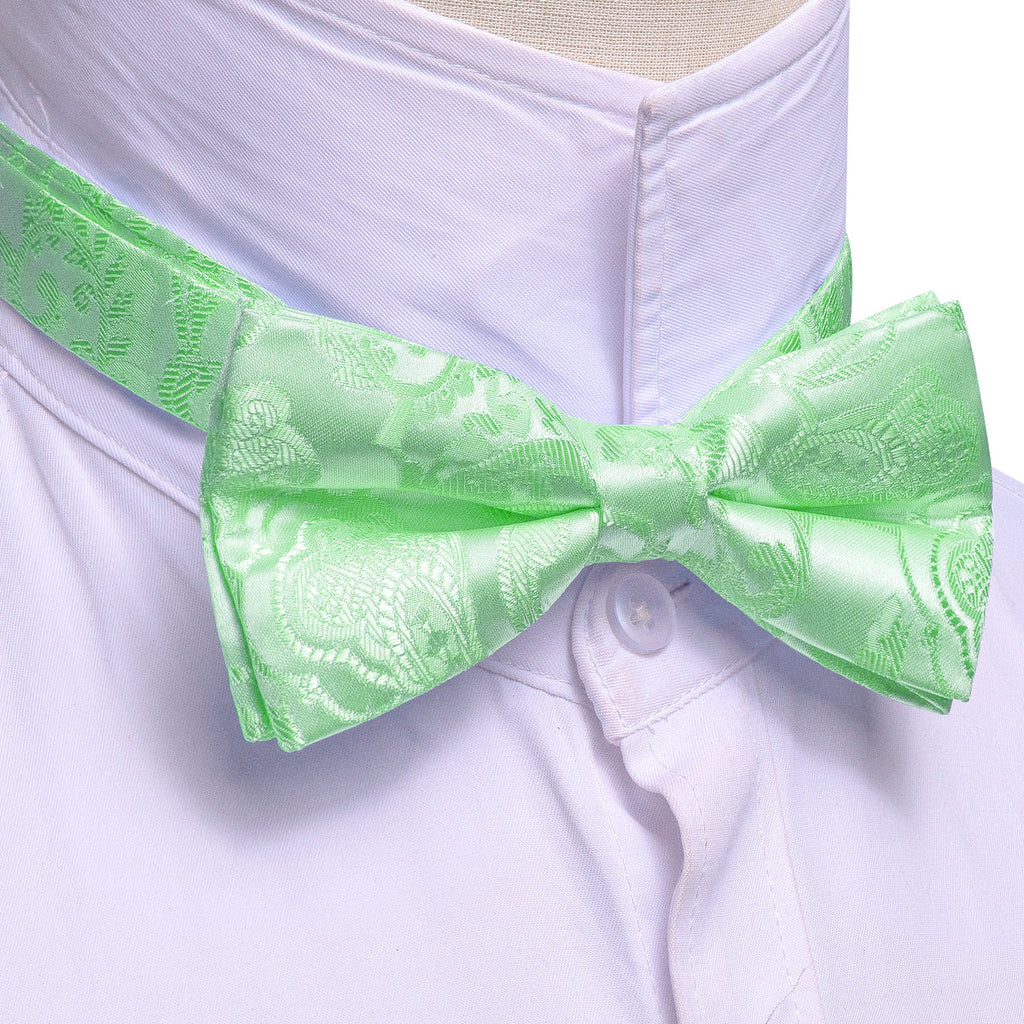 Turquoise Green Paisley Bow Tie Set - GentCrest - View 5