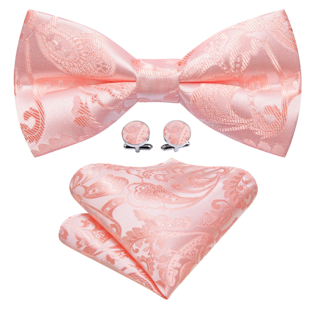 Pink Paisley Bow Tie Set - GentCrest