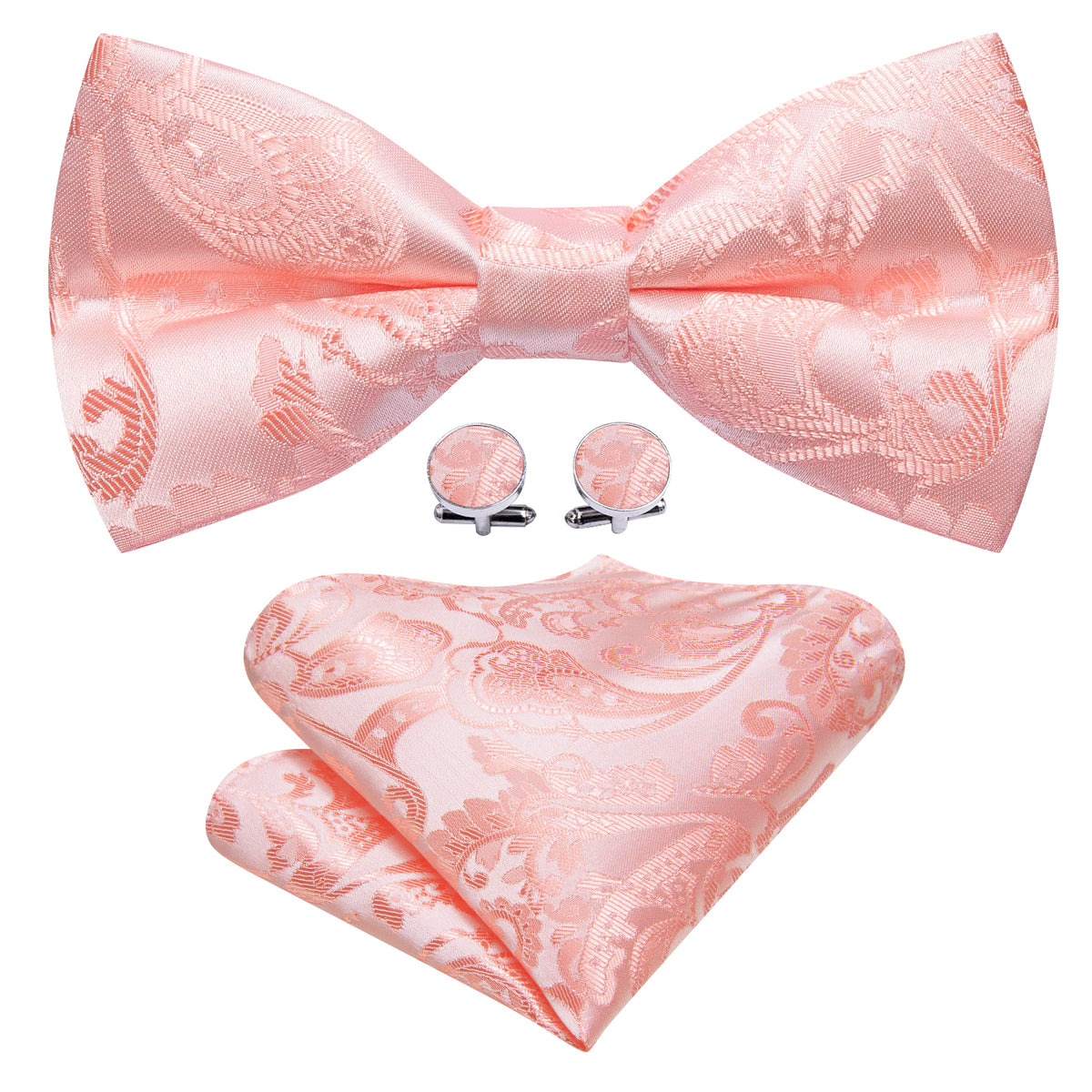 Pink Paisley Bow Tie Set - GentCrest