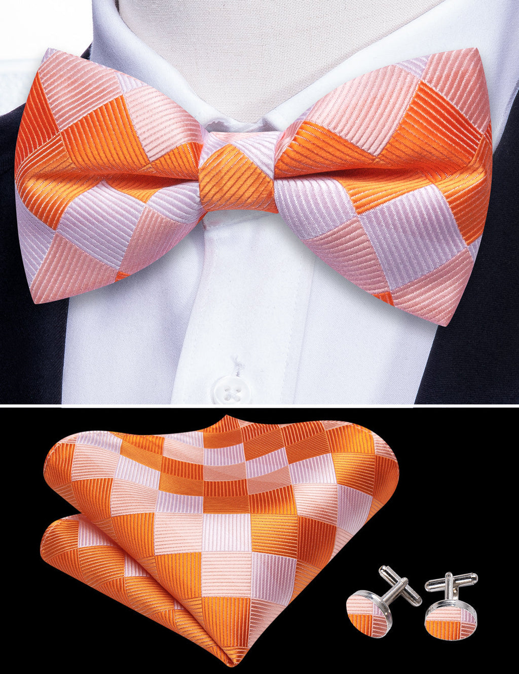GentCrest White Plaid Bowtie Set - Image 6