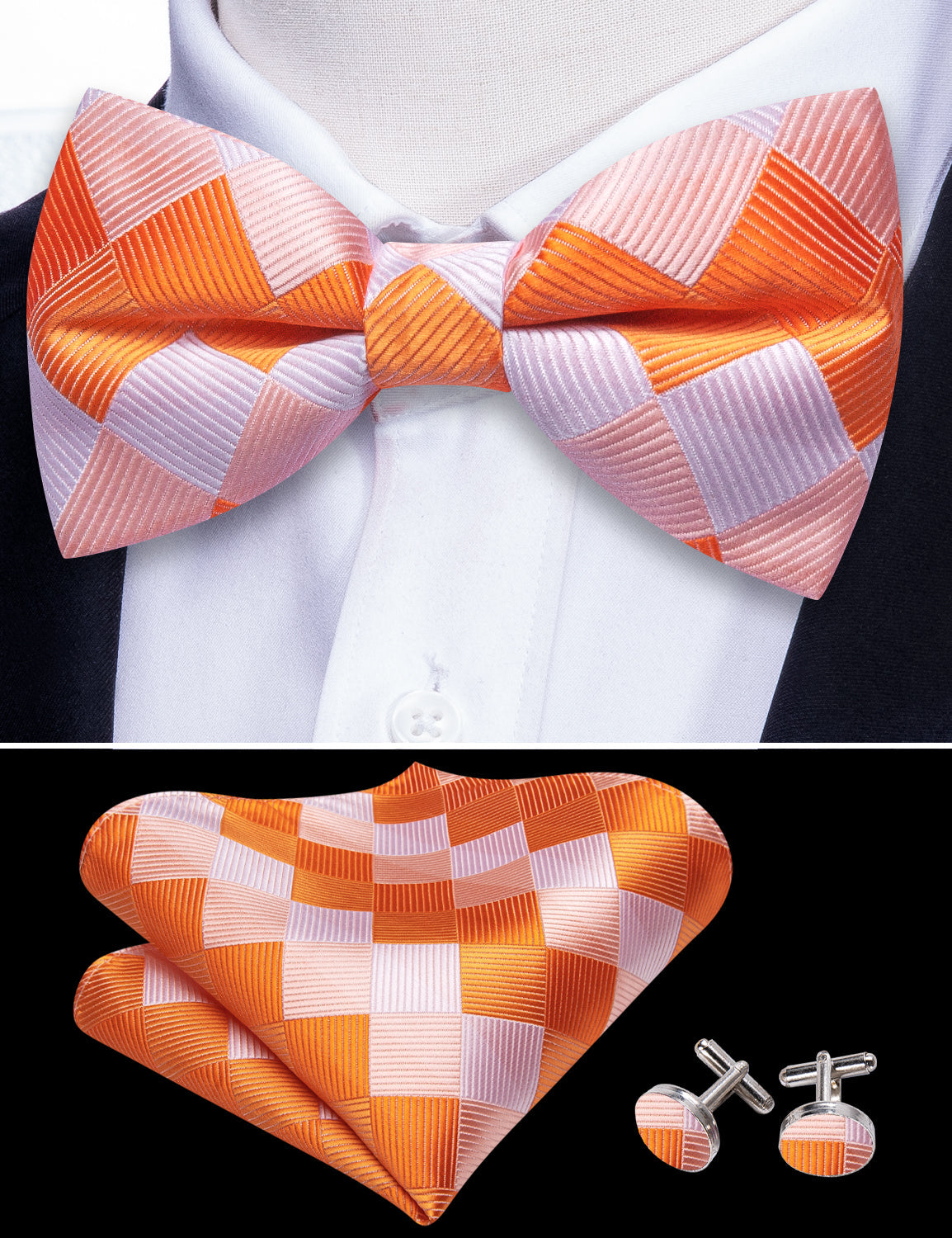 GentCrest White Plaid Bowtie Set - Image 6