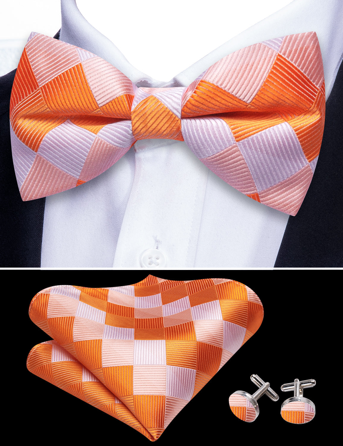 GentCrest White Plaid Bowtie Set - Image 7