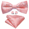 Pink Paisley Bow Tie Set - GentCrest