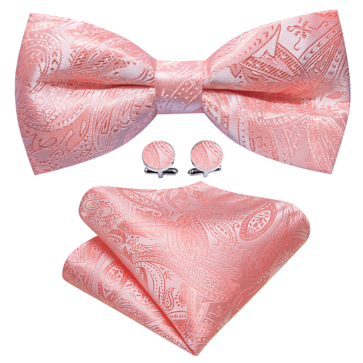 Pink Paisley Bow Tie Set - GentCrest