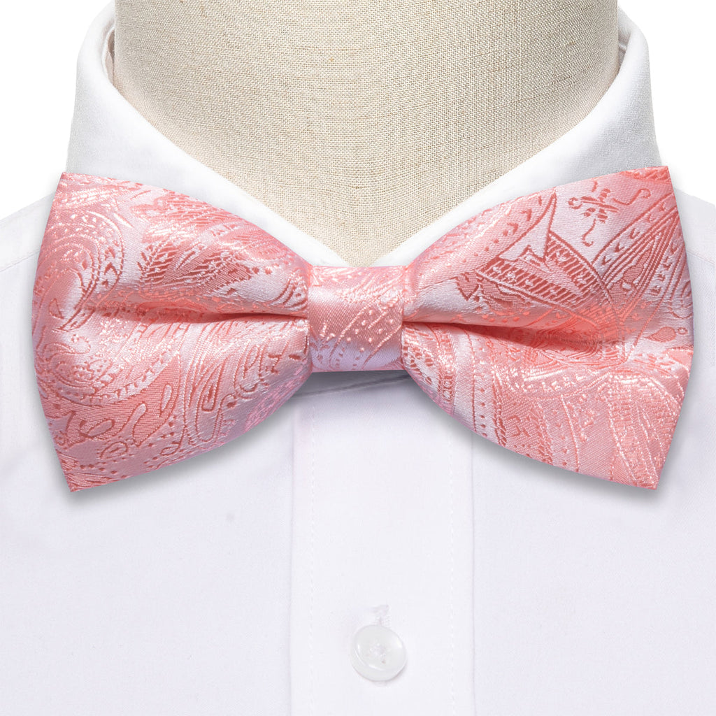 Pink Paisley Bow Tie Set - GentCrest - View 3