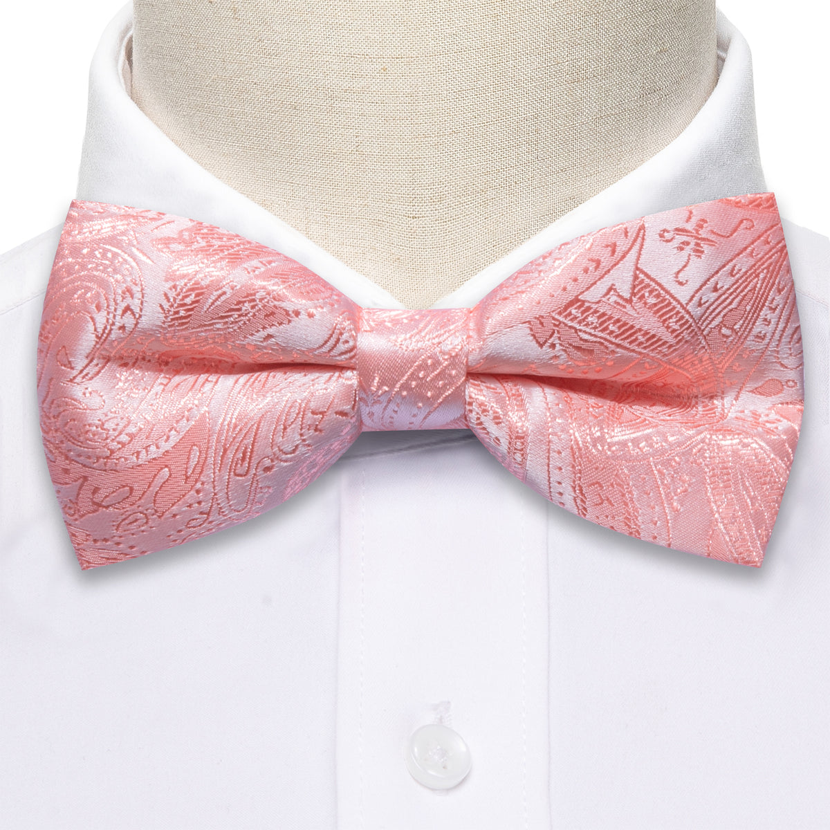Pink Paisley Bow Tie Set - GentCrest - View 3