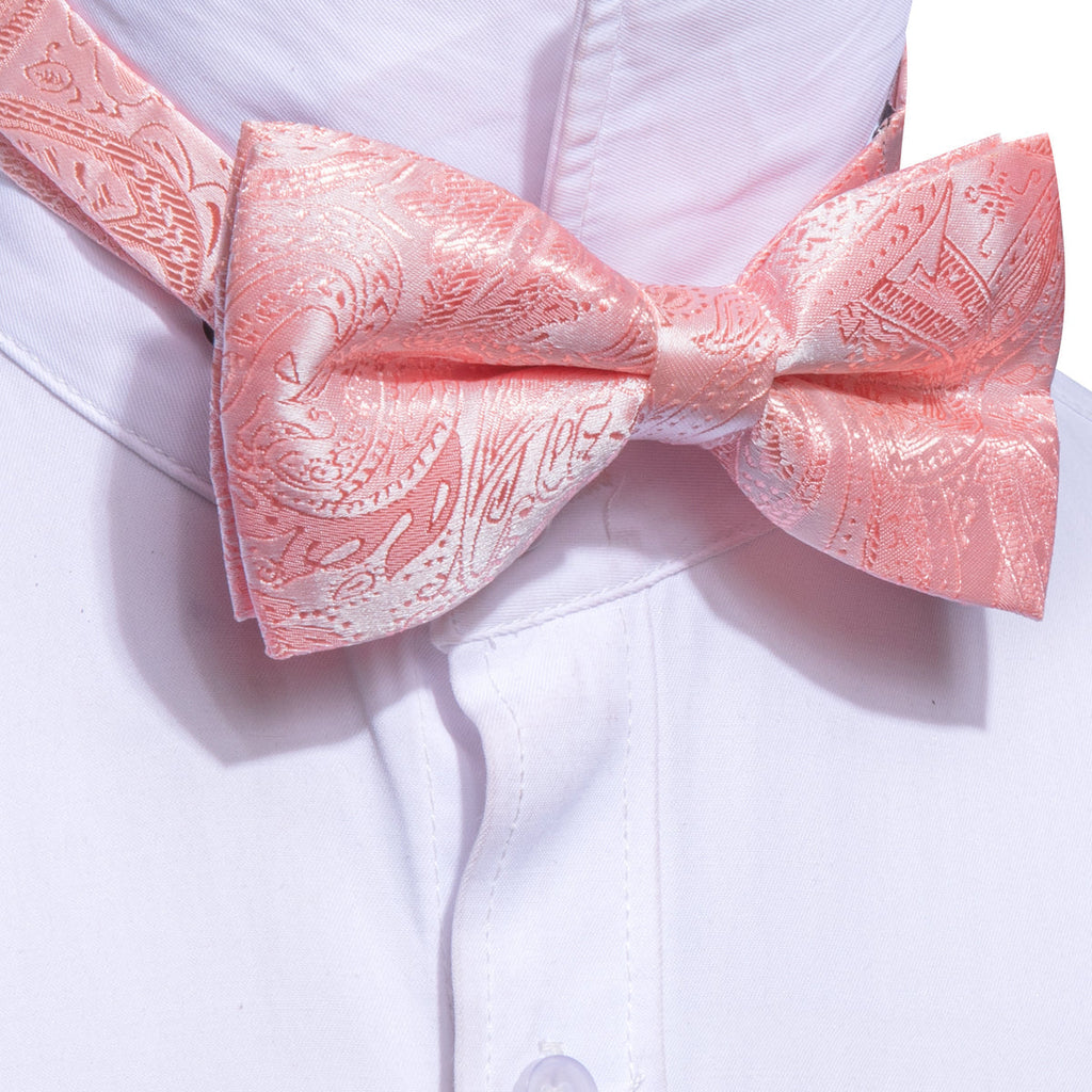 Pink Paisley Bow Tie Set - GentCrest - View 4