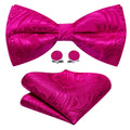 Rose Red Paisley Bow Tie Set - GentCrest