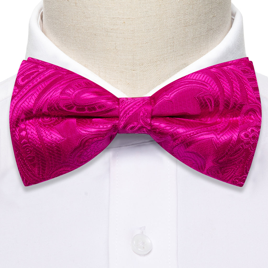 Rose Red Paisley Bow Tie Set - GentCrest - View 3